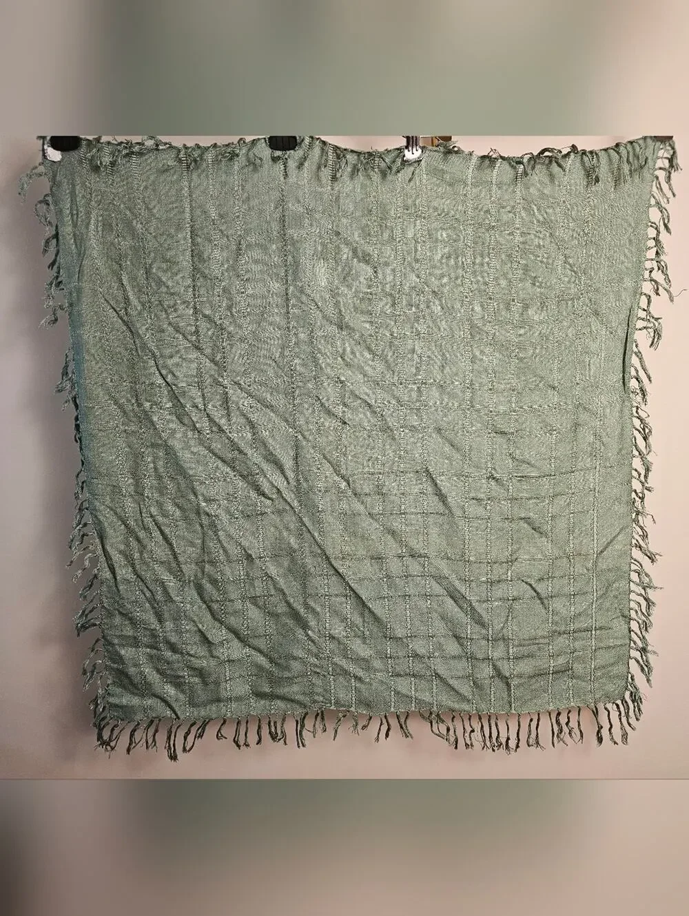 Vintage Berkshire Rayon Square  Green Woven Scarf